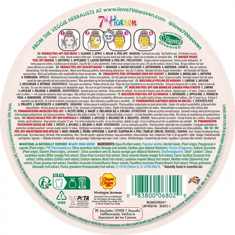7 Heaven Chupa Chups Maschera Peel-Off all'arancia