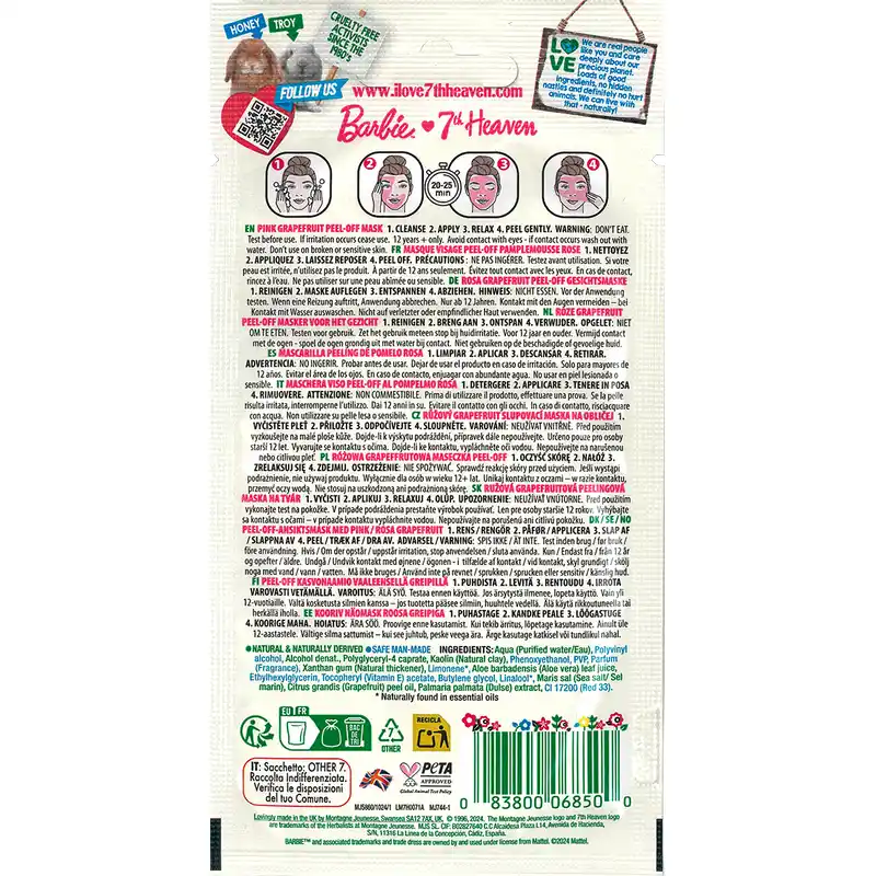 7 Heaven Peel-Off Mask Pompelmo rosa Barbie