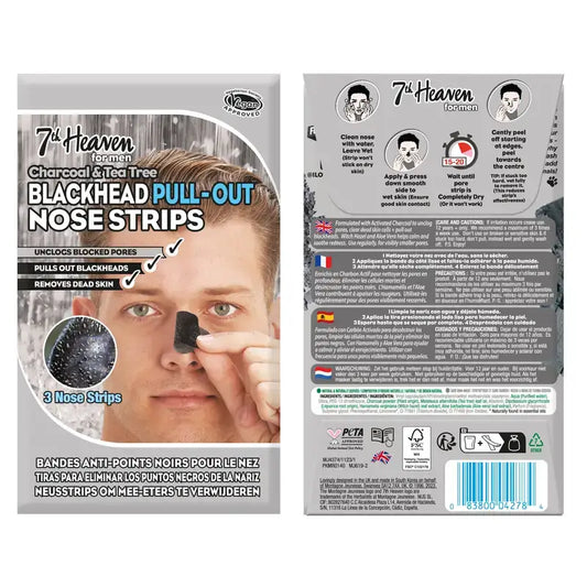 7 Heaven Nose Strips Charcoal Man , 3 pz.