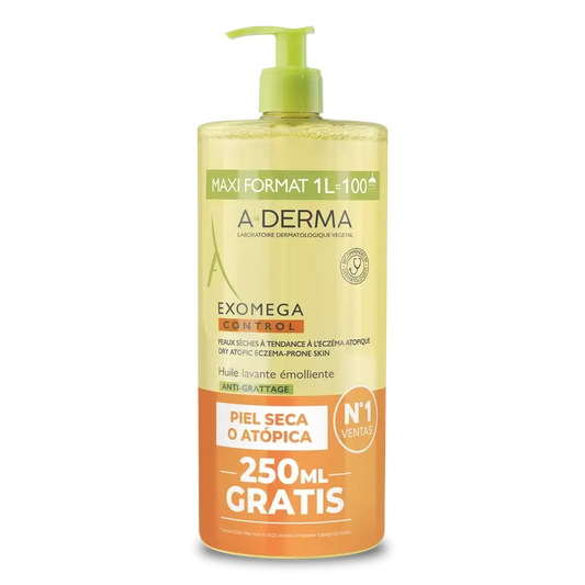 A-Derma Exomega Control Olio detergente emolliente anti-prurito , 1000 ml