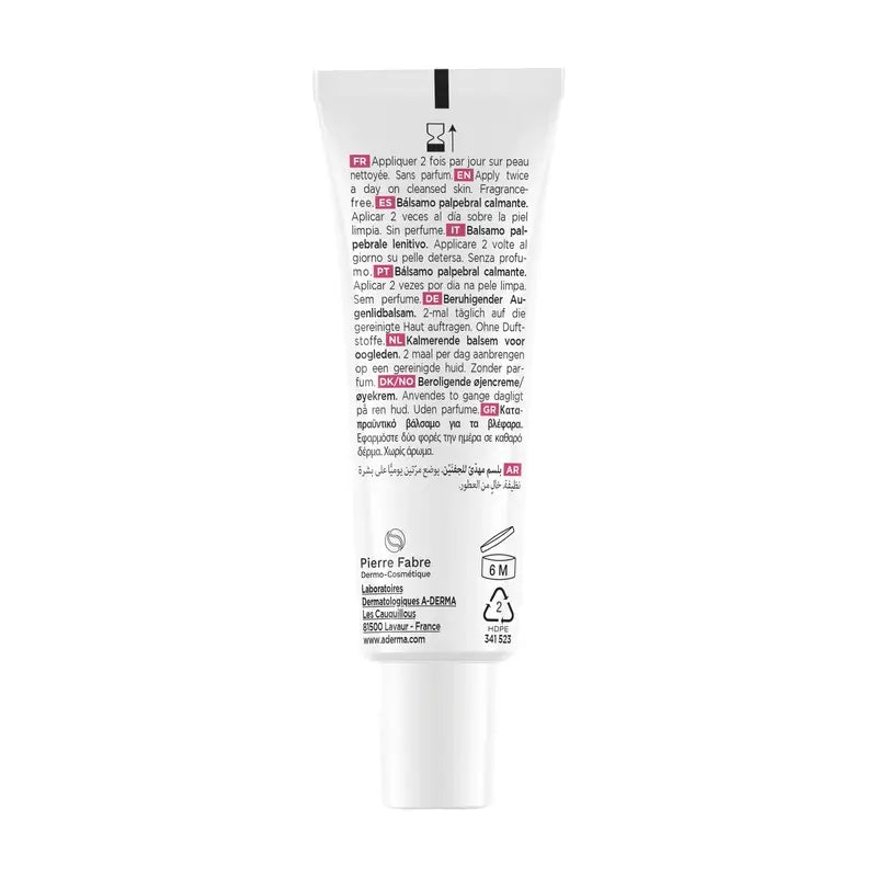 A-Derma Exomega Balsamo lenitivo per le palpebre, 15 ml