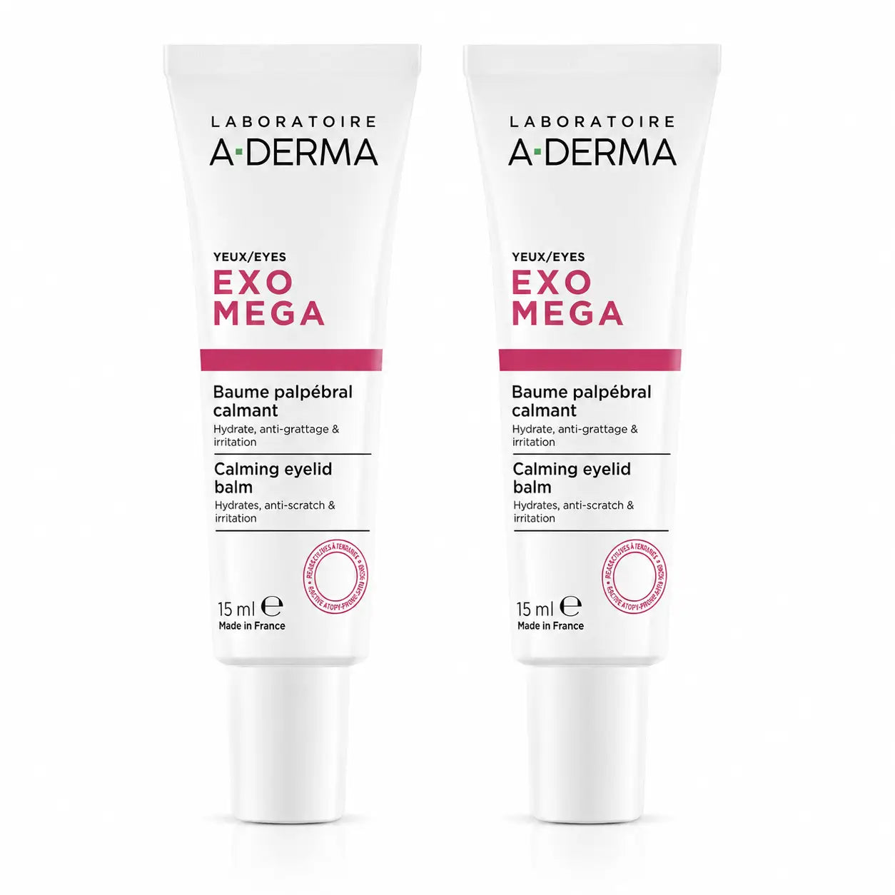 A-Derma Exomega Balsamo lenitivo per le palpebre, 15 ml, confezione da 2