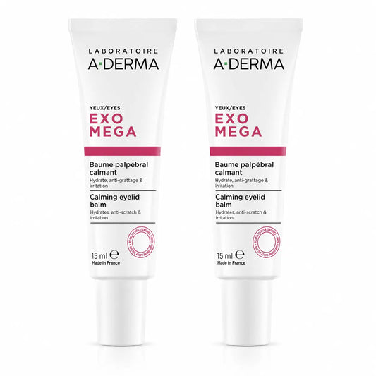 A-Derma Exomega Balsamo lenitivo per le palpebre, 15 ml, confezione da 2