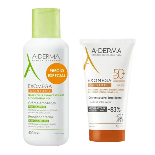 A-Derma Exomega Control Cream, 400 ml + Crema Spf+50, 150 ml
