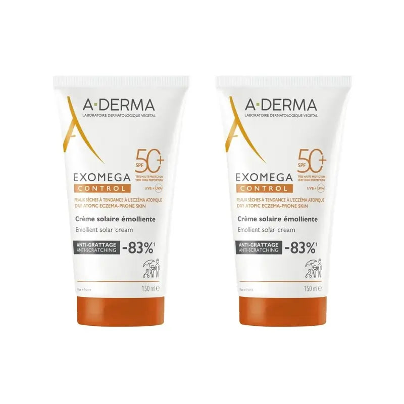 A-Derma Exomega Control Crema Solare Spf 50+ Ad, 2X150 Ml