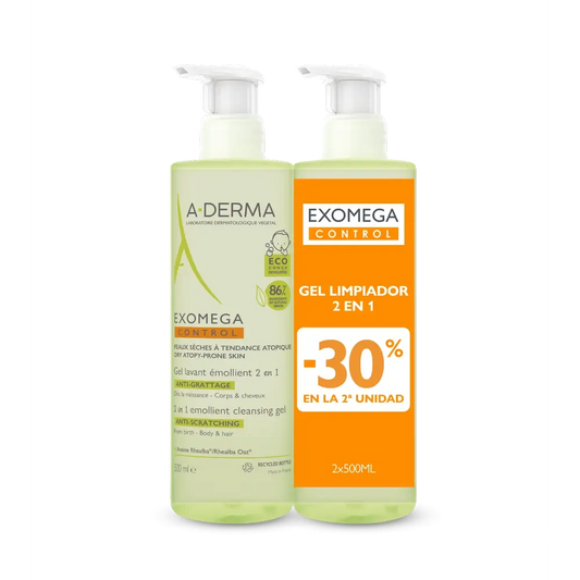 A-Derma Exomega Control Gel detergente emolliente 2-1 anti-irritazione 2 X 500 Ml