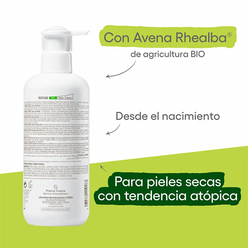 A-Derma Exomega Control Latte emolliente per il corpo 400 ml