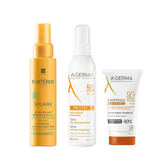 A-Derma Exomega Ctrl Crema Spf 50+ 150Ml Ad + Protect Spray Solare Spf50+ 200 Ml + Fluido Protettivo Solare Kpf 50⁺ 100 Ml