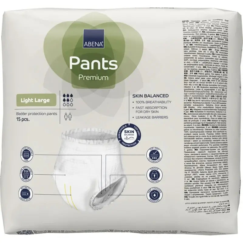 Abena Pants Premium Light Taglia L, 15 pezzi
