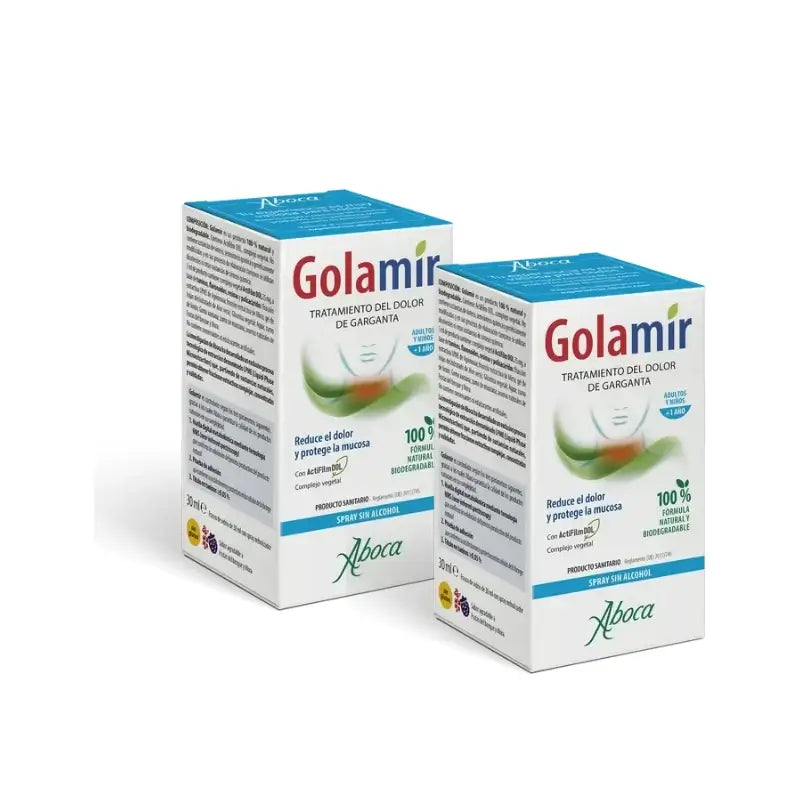 Aboca Golamir 2Act Spray per la gola senza alcool, 30 ml, confezione da 2