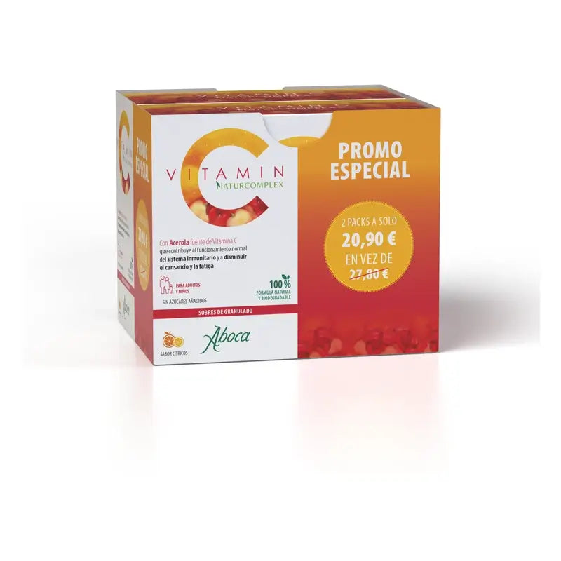 Aboca Vitamin C Naturcomplex Integratore alimentare, 20 + 20 bustine