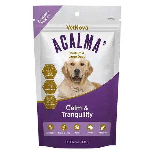 Acalma per cani di taglia media e grande, 30 pastiglie da masticare