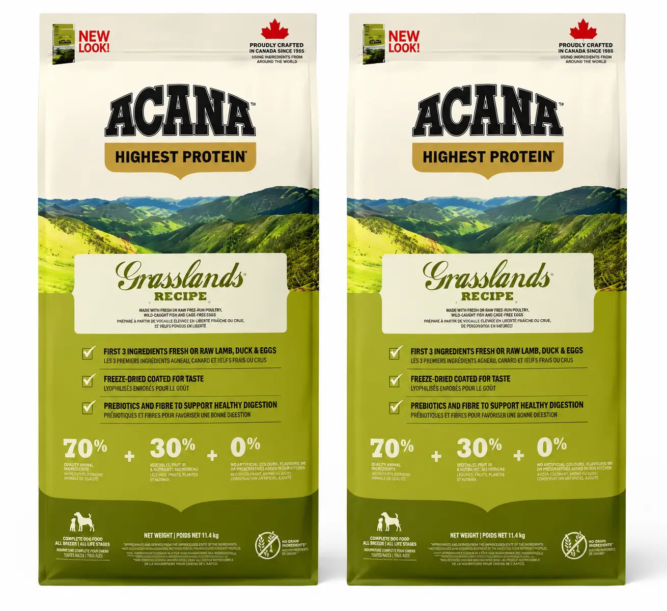 Acana Canine Adult Regionals Grasslands Prairie 11,4 Kg cibo per cani , confezione 2