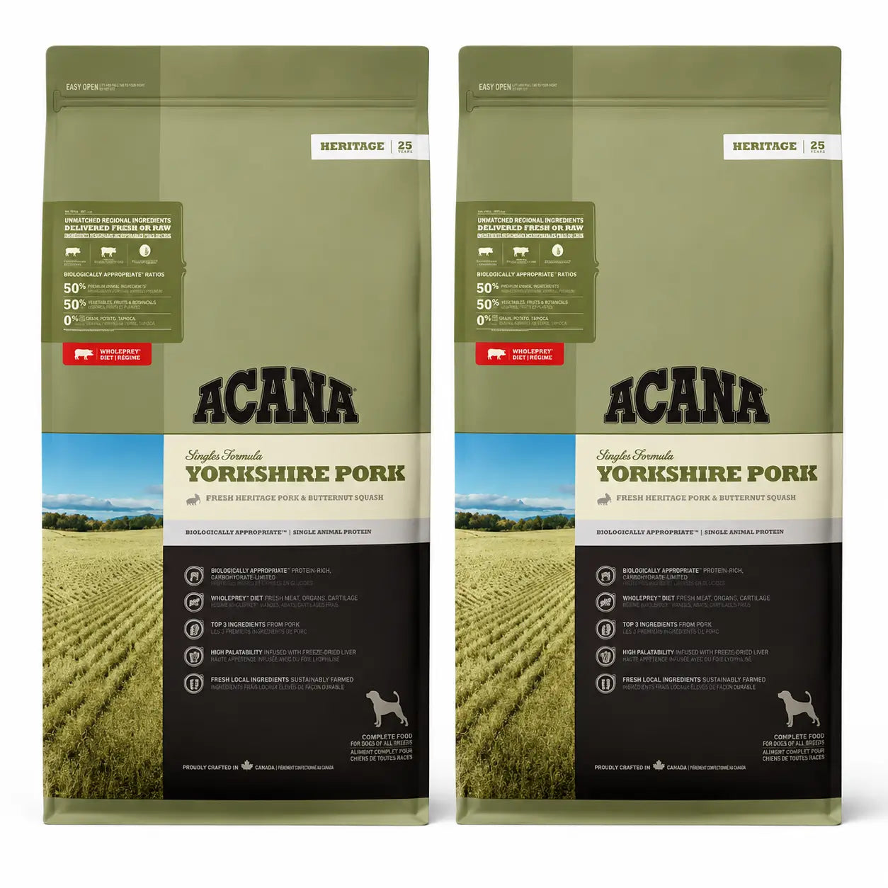 Acana Canine Adult Singles Yorkshire Pork 11,4 Kg cibo per cani , confezione 2