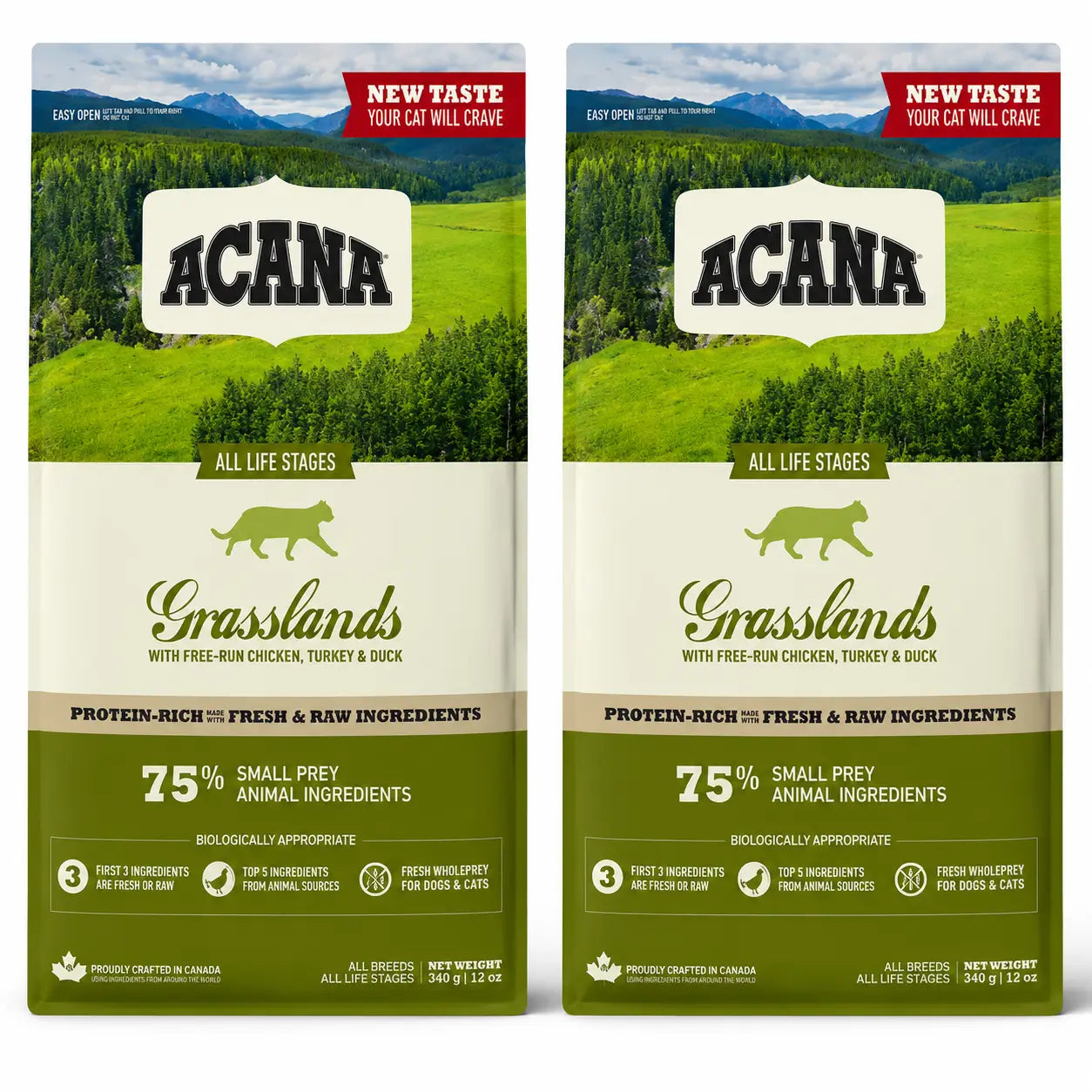Acana Feline Adult Grasslands 4,5 Kg cibo per gatti , confezione da 2