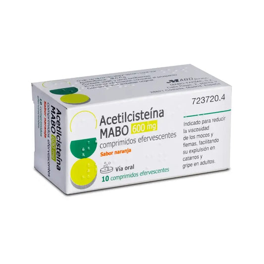 Acetilcisteina Mabo 600 mg Gusto Arancia, 10 Compresse Effervescenti