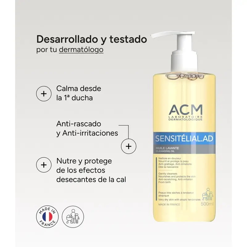 Acm Laboratoires Sensitelial.Ad Olio di lavaggio 500 Ml