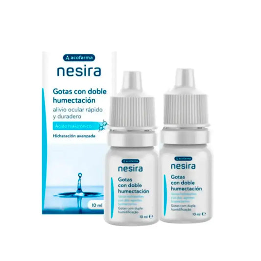 Acofar Nesira Gocce Idratanti Doppie con Acido Ialuronico. Acido ialuronico, confezione 2 x 10 ml