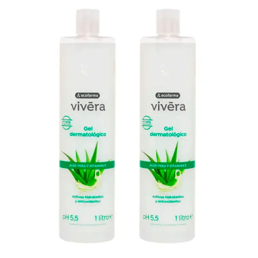 Acofar Vivera Aloe Vera Vitamina E Gel, Confezione 2 x 1 Litro