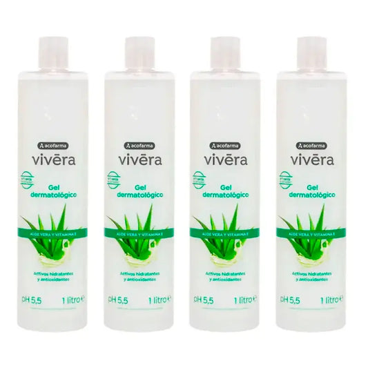 Acofar Vivera Aloe Vera Vitamina E Gel, Confezione 4 x 1 Litro