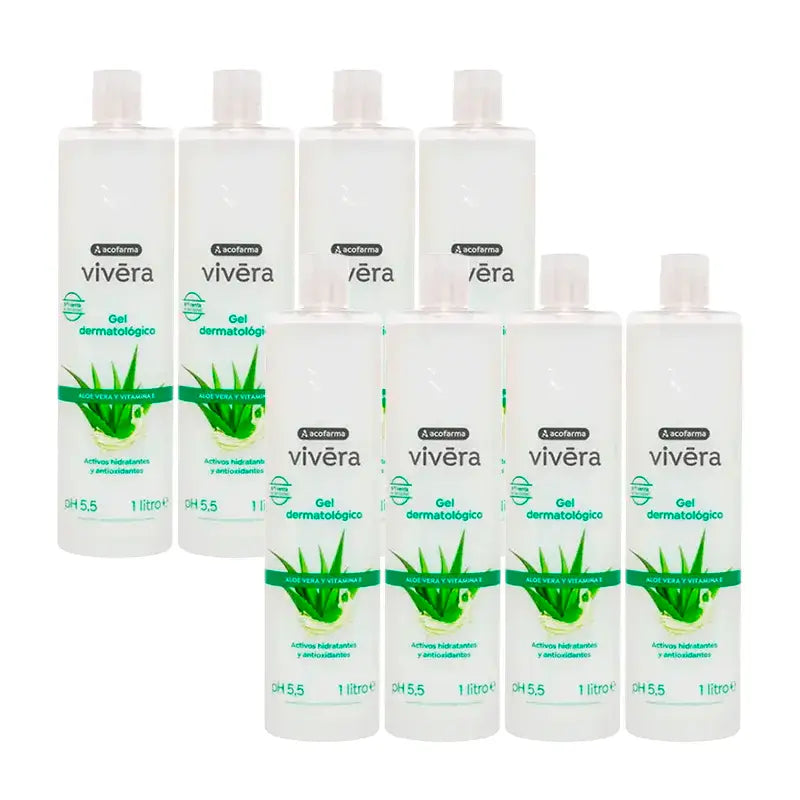 Acofar Vivera Aloe Vera Vitamina E Gel, Confezione 8 x 1 Litro