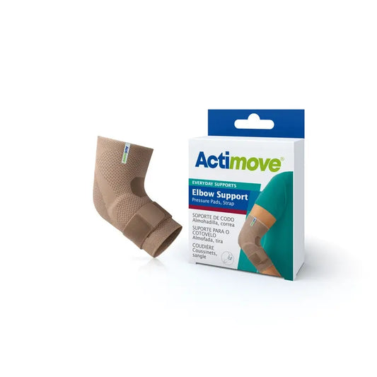 Actimove Tutore elastico per gomito con cuscinetto e fascia, colore beige, taglia Xl