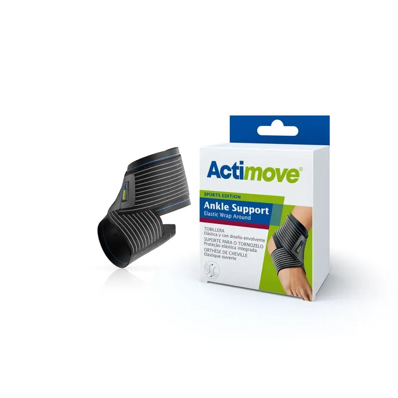 Actimove Cavigliera elastica con cinghia di stabilizzazione regolabile, nera, taglia S