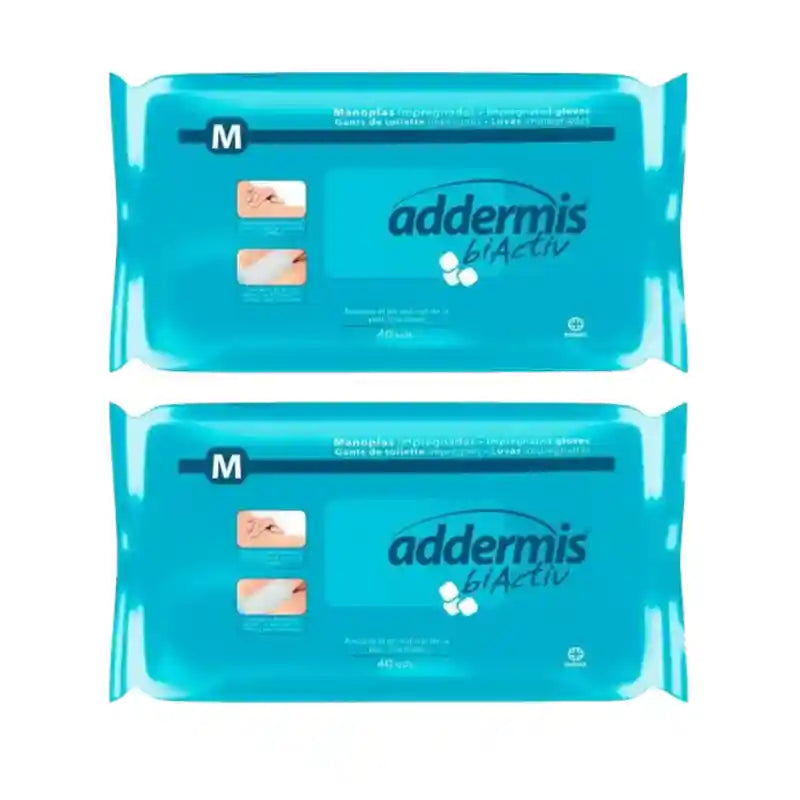 Addermis Biactiv Guanto di lavaggio saponato per il corpo, 2X40 unità