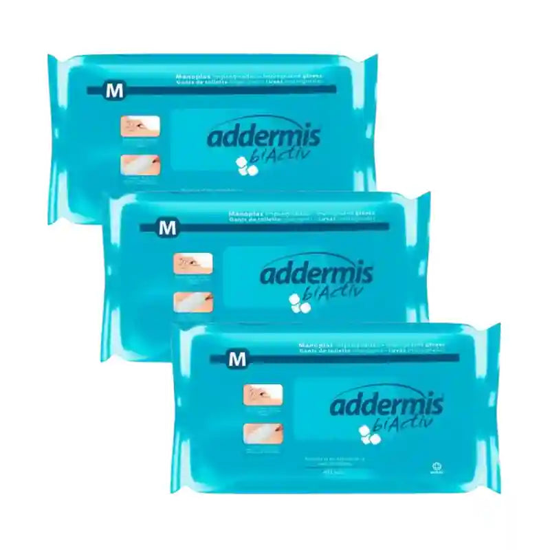 Addermis Biactiv Guanto di lavaggio saponato per il corpo, 3X40 unità