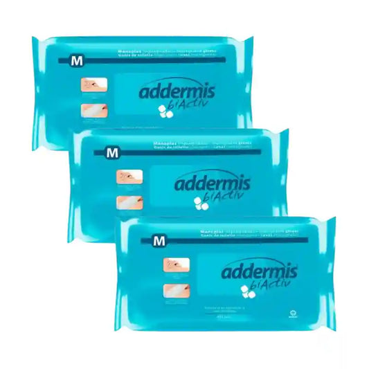 Addermis Biactiv Guanto di lavaggio saponato per il corpo, 3X40 unità
