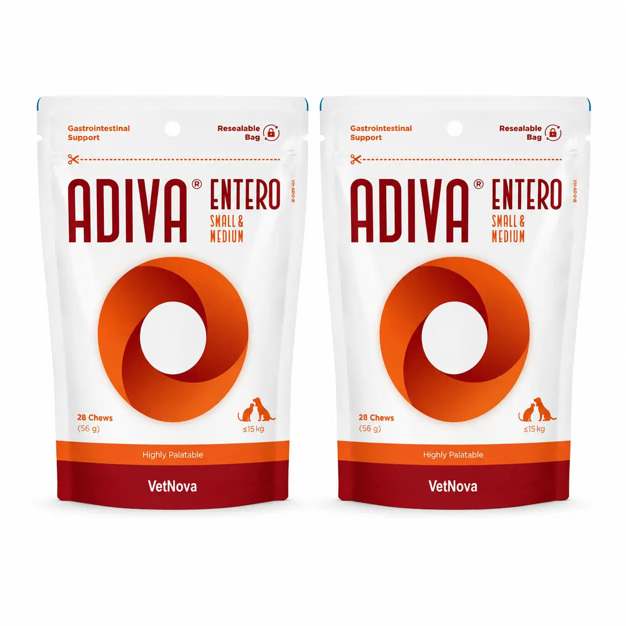 Adiva Vetnova Adiva Intero Adiva Small&Medium, 28 Masticatori , confezione 2