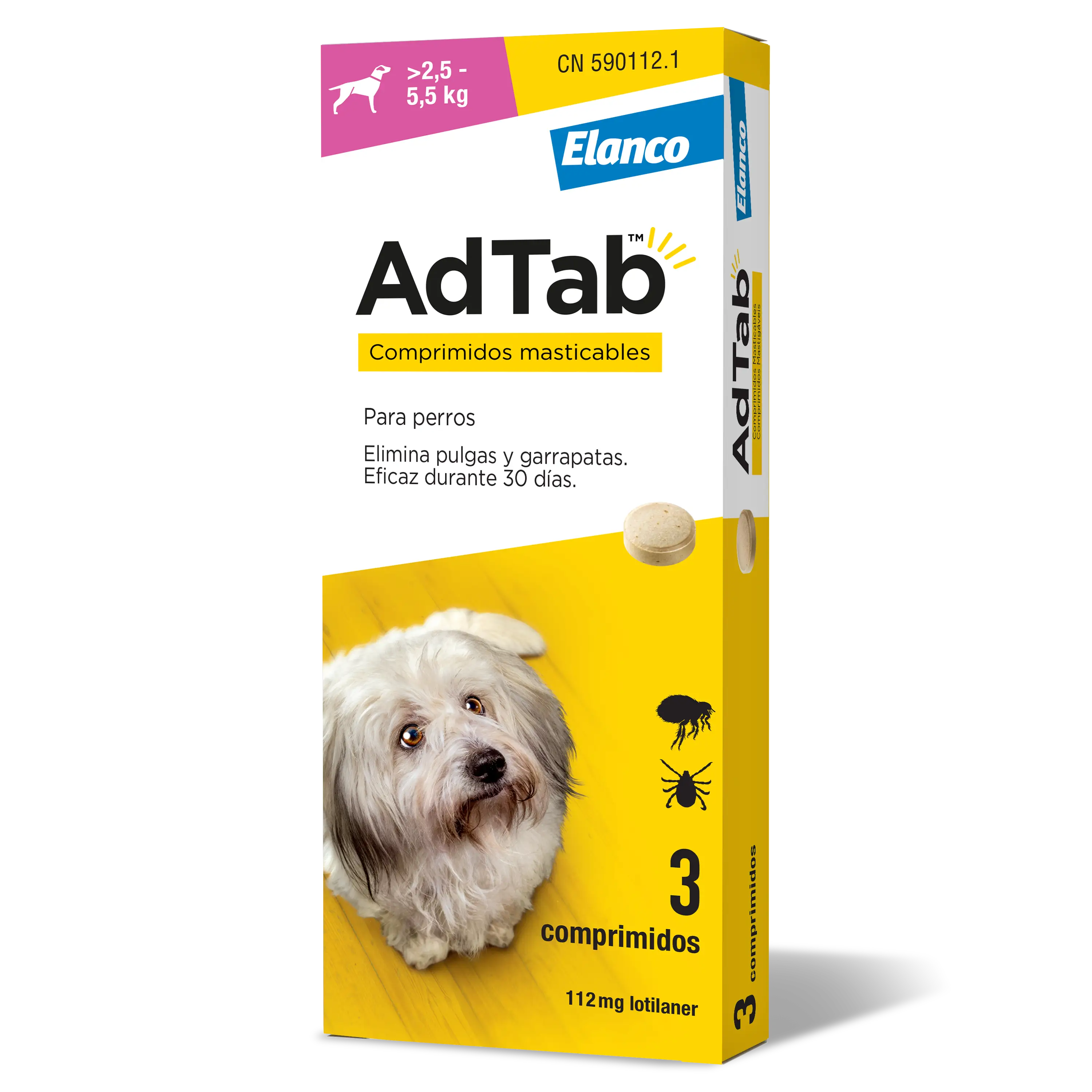 AdTab 112Mg Chewable Tablets Dogs 2,5-5,5Kg, 3Cpd