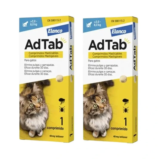 Adtab 48Mg Compresse Masticabili Gatti 2-8Kg, 2 Compresse