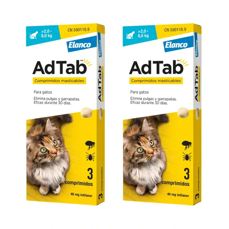 Adtab 48Mg Compresse Masticabili Gatti 2-8Kg, 6 Compresse