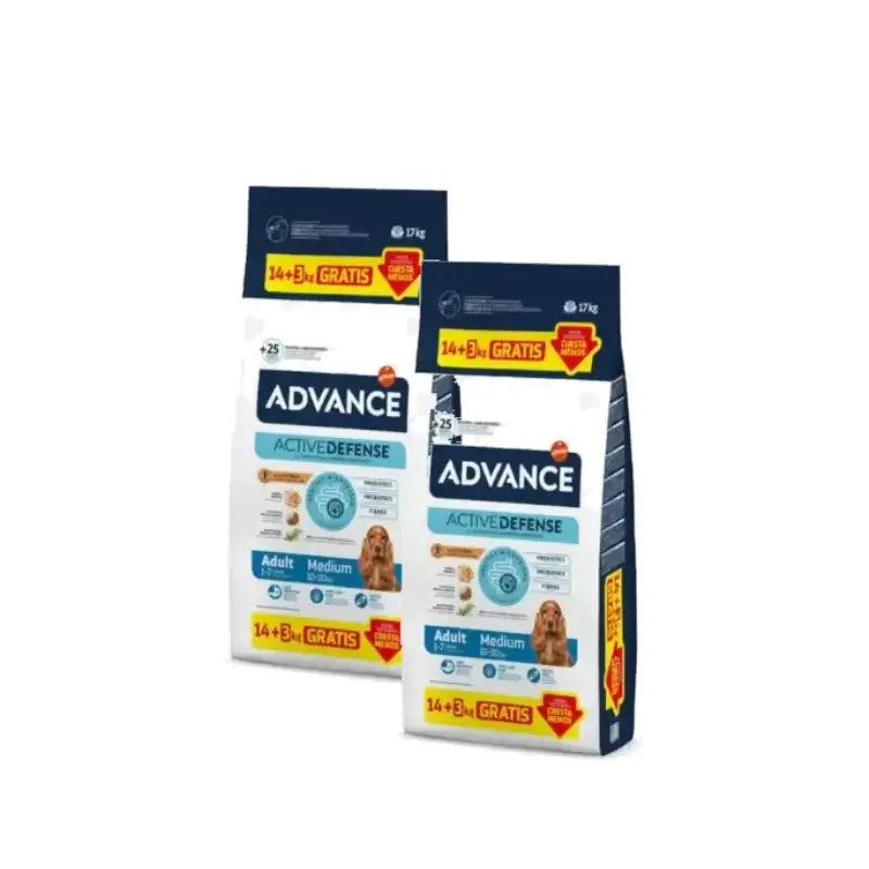 Advance Adult Medium, mangime per cani di taglia media al pollo, confezione da 2 x 14+3 kg