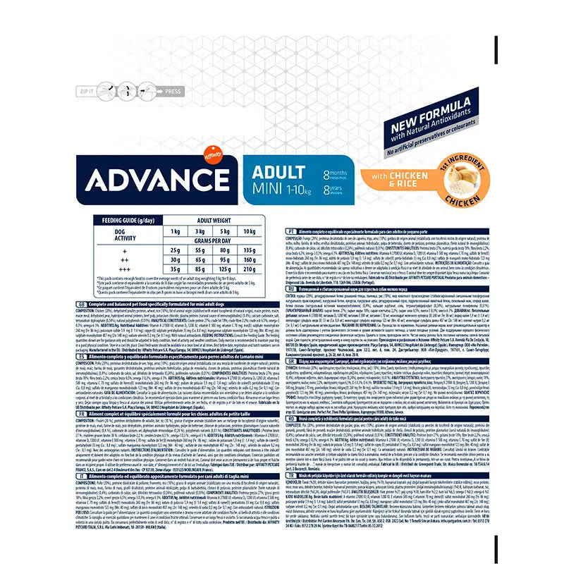 Advance Canine Adult Mini Chicken Rice, 800 g, cibo per cani