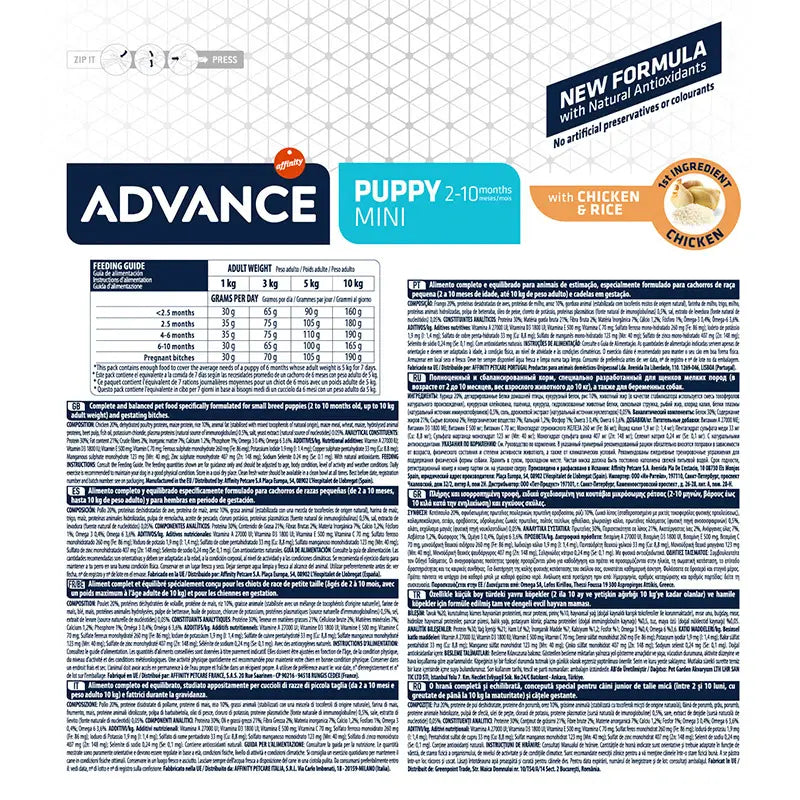 Advance Canine Puppy Mini Chicken Rice 7,5Kg, cibo per cani