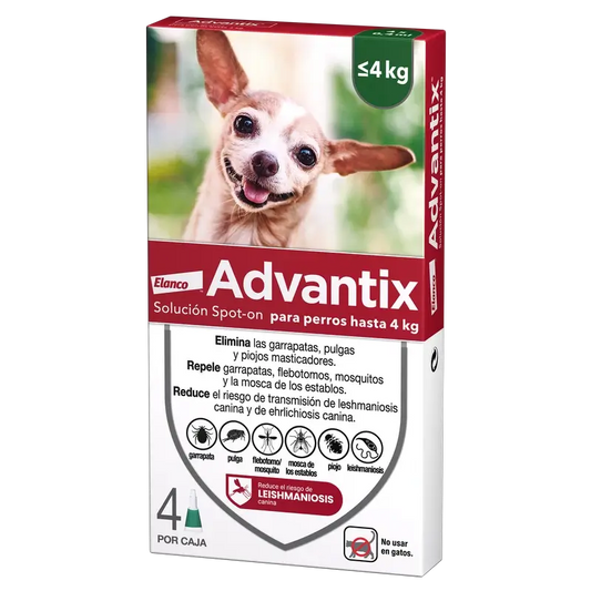 Pipette antiparassitarie Advantix per cani fino a 4 kg 4 unità X 0,4 Ml