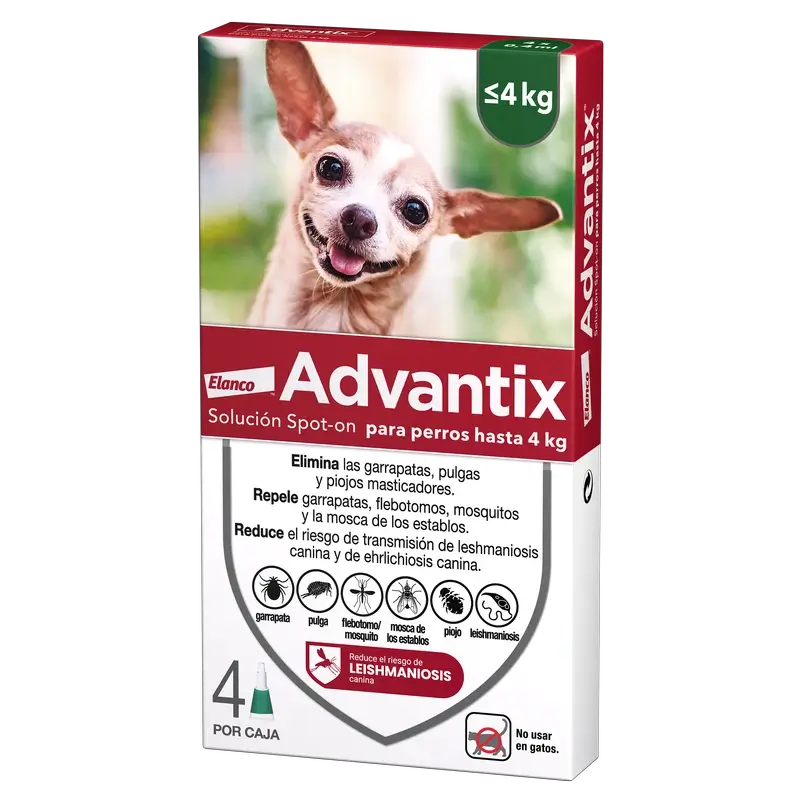 Pipette antiparassitarie Advantix per cani fino a 4 kg 4 unità X 0,4 Ml