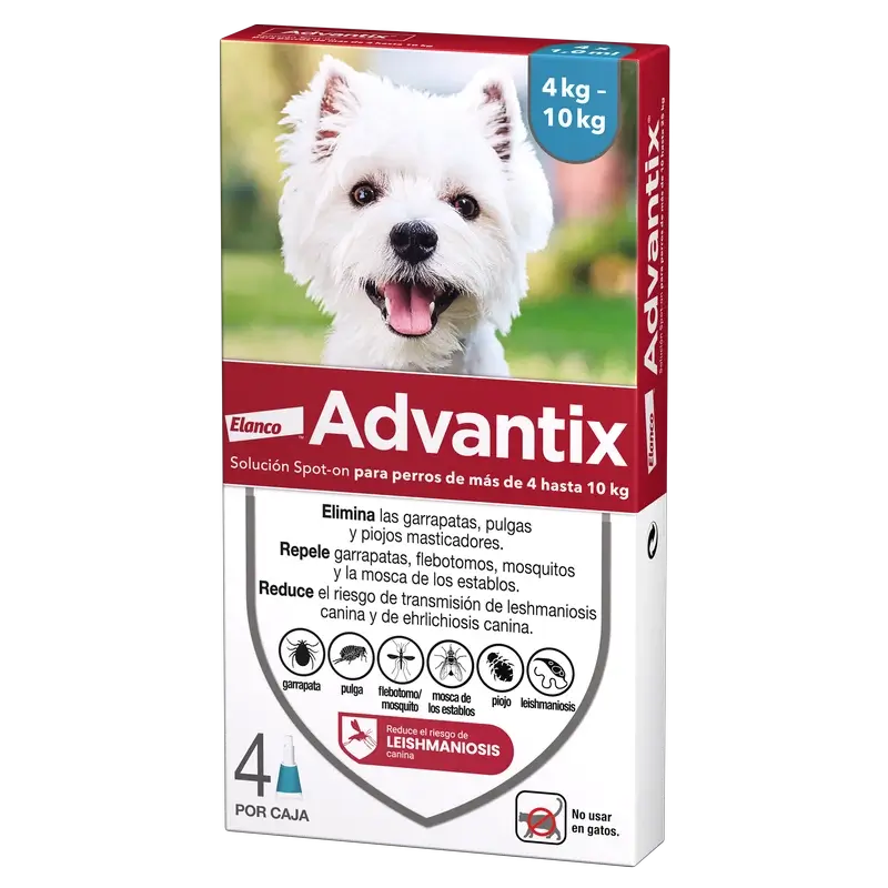 Pipette antiparassitarie Advantix per cani da 4 a 10 kg 4 unità X 1 Ml