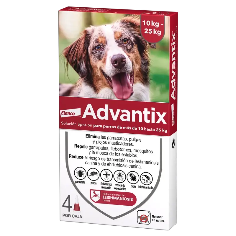 Pipette antiparassitarie Advantix per cani da 10 a 25 kg 4 pezzi x 2,5 ml