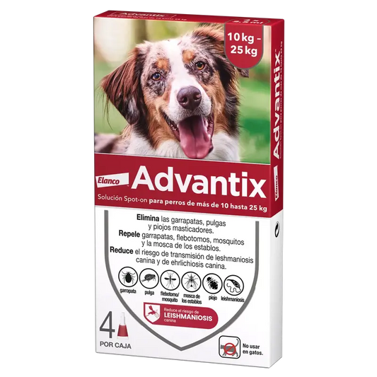 Pipette antiparassitarie Advantix per cani da 10 a 25 kg 4 pezzi x 2,5 ml