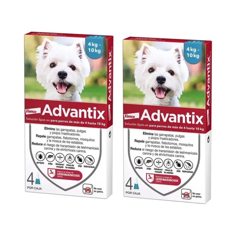 Pipette antiparassitarie Advantix per cani da 4 a 10 kg, 8 unità X 1 Ml