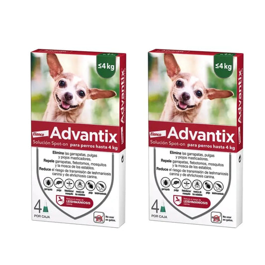 Pipette antiparassitarie Advantix per cani fino a 4 kg, 8 unità X 0,4 Ml