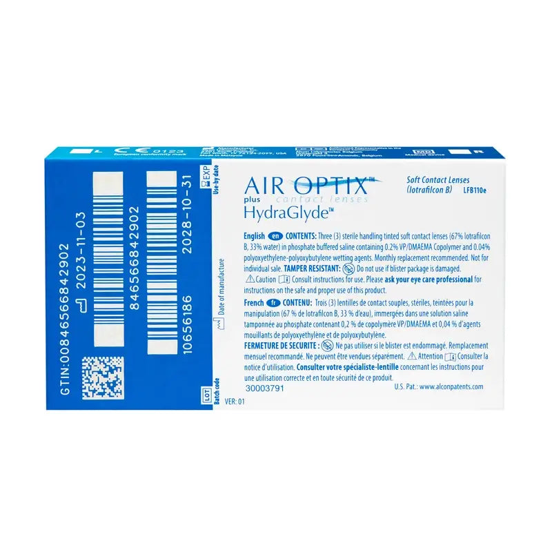 Air Optix Plus Hydraglade lenti a contatto sferiche mensili, 3 unità