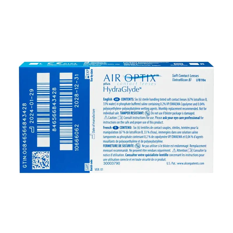 Air Optix Plus Hydraglade lenti a contatto sferiche mensili, 6 unità