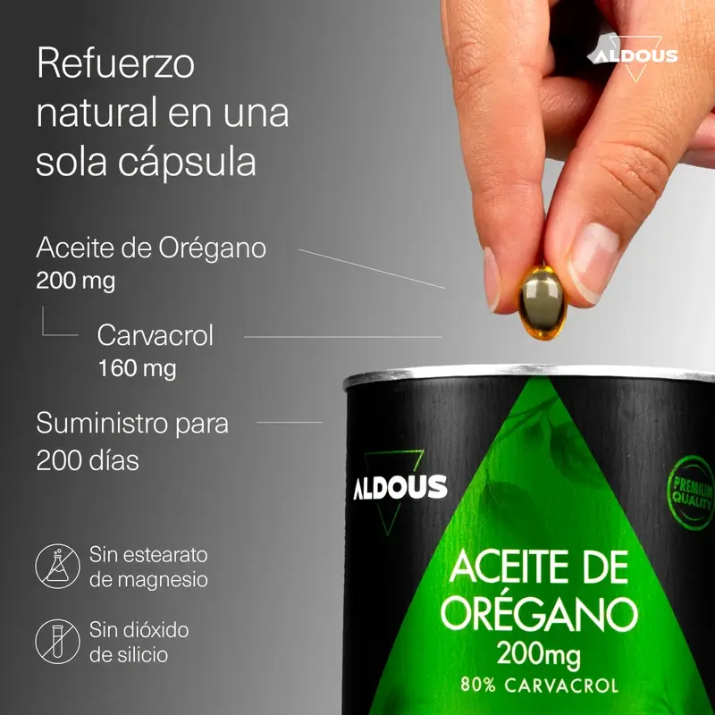 Olio di origano Aldous Bio, 200 perle