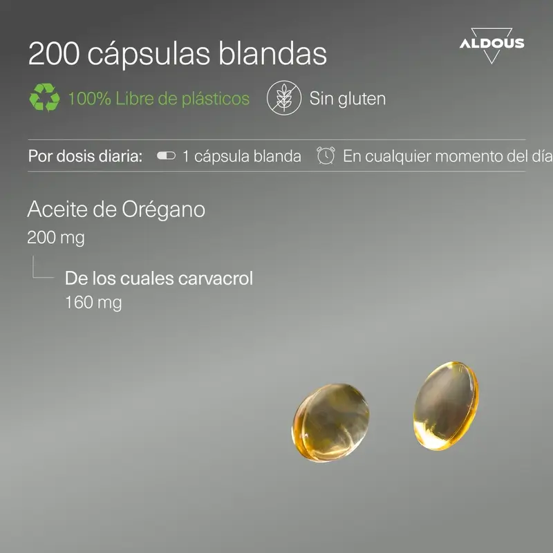 Olio di origano Aldous Bio, 200 perle