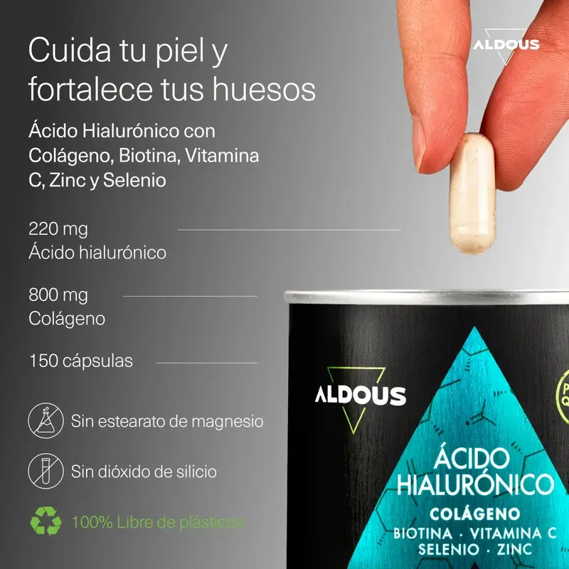 Acido ialuronico Aldous Bio con collagene, vitamine e minerali, 120 capsule