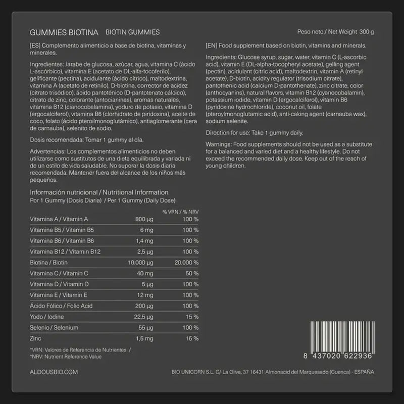 Biotina Aldous , 120 gommine